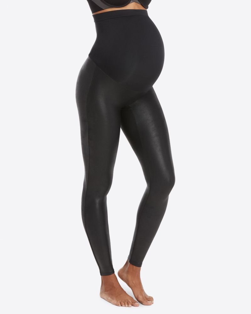 Spanx Mama Faux Leather Leggings front